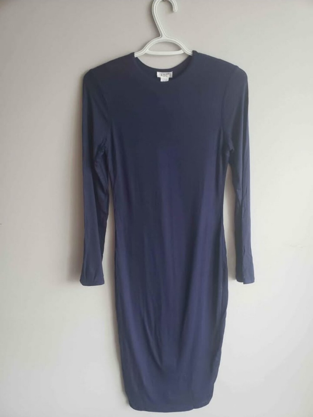 Classic Navy Long-Sleeve Midi Dress